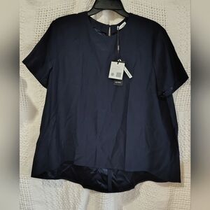 Silk Navy Blue Top Blouse by Lily Silk Size XXL